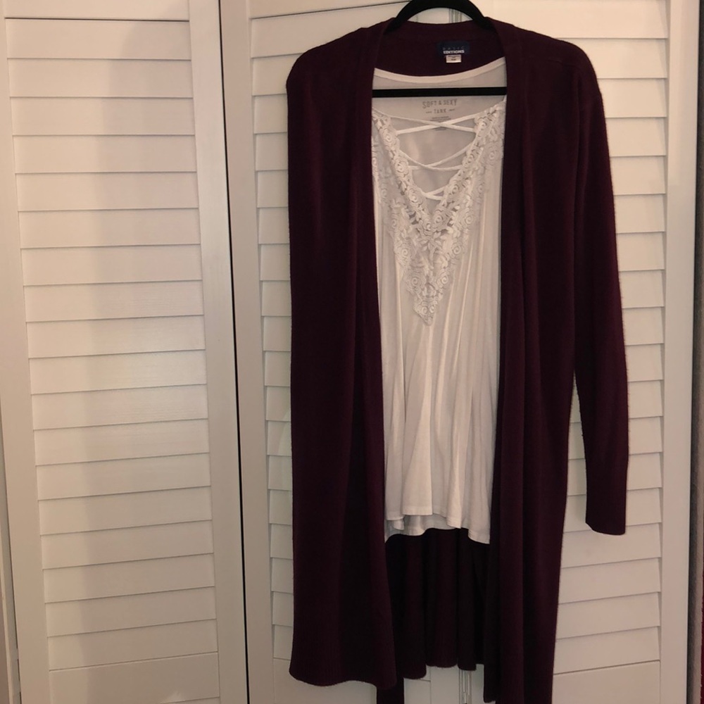 🥀Burgundy belted cardigan🥀